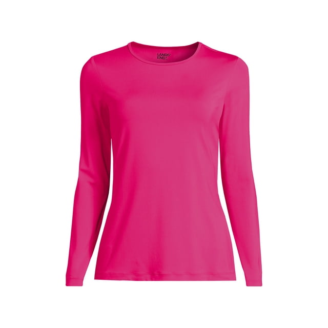 Lands' End Women's Crew Neck Long Sleeve Rash Guard UPF 50 Sun Protection Swim Tee