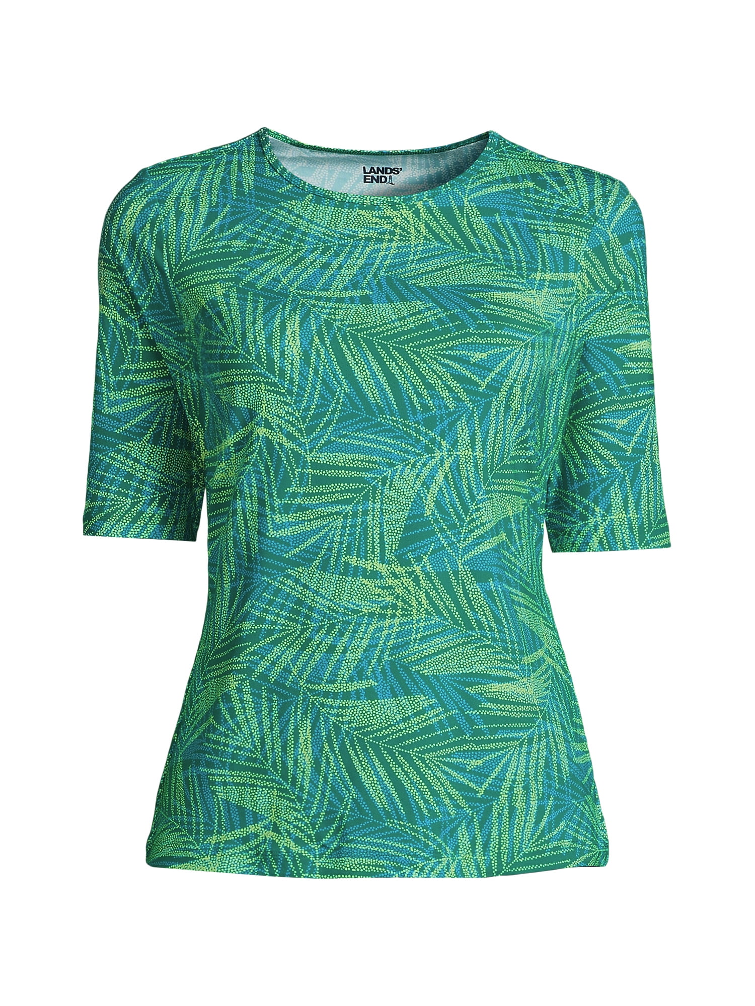 Lands' End Women's Crew Neck Rash Guard UPF 50 Sun Protection Swim Tee ...