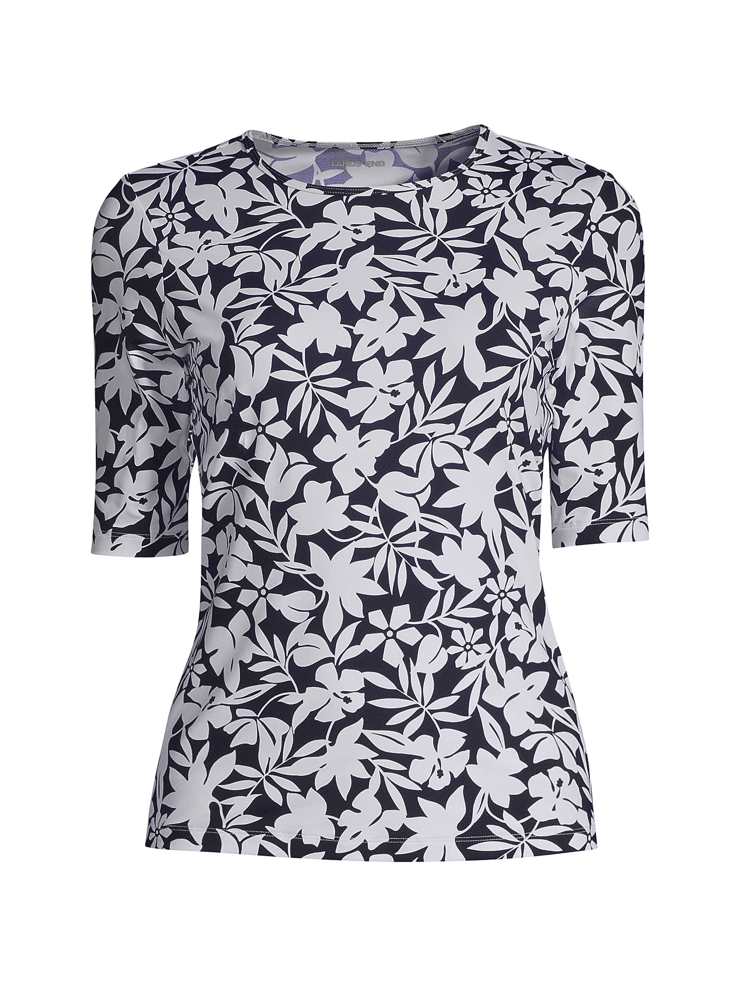 Lands' End Women's Crew Neck Rash Guard UPF 50 Sun Protection Swim Tee ...