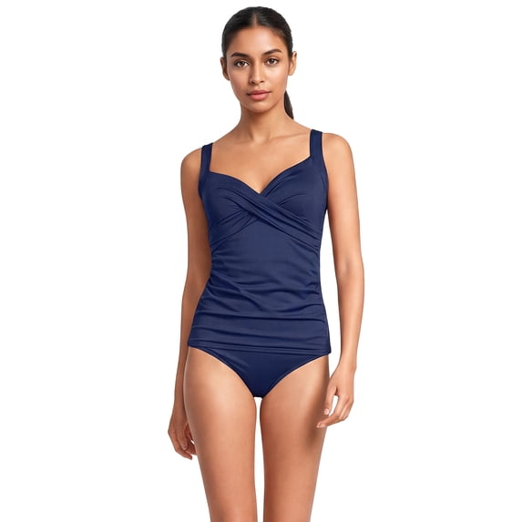 Lands' End Women's D-Cup Sweetheart Wrap Underwire Tankini Top