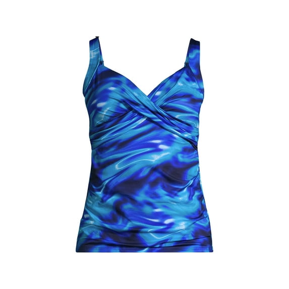 Lands' End Women's DD-Cup Chlorine Resistant Wrap Underwire Tankini Swimsuit Top