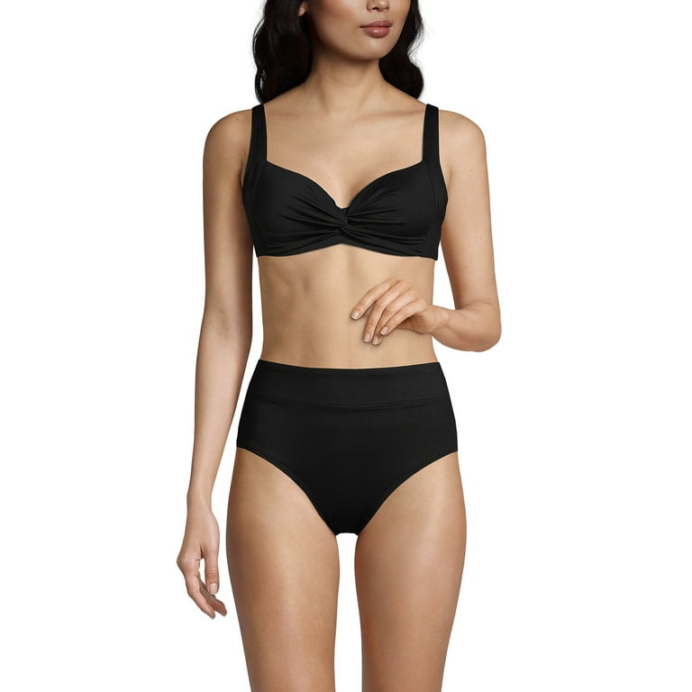 Lands' End Women's DDD-Cup Chlorine Resistant Twist Front Underwire Bikini  Swimsuit Top Adjustable Straps - 10 - Black