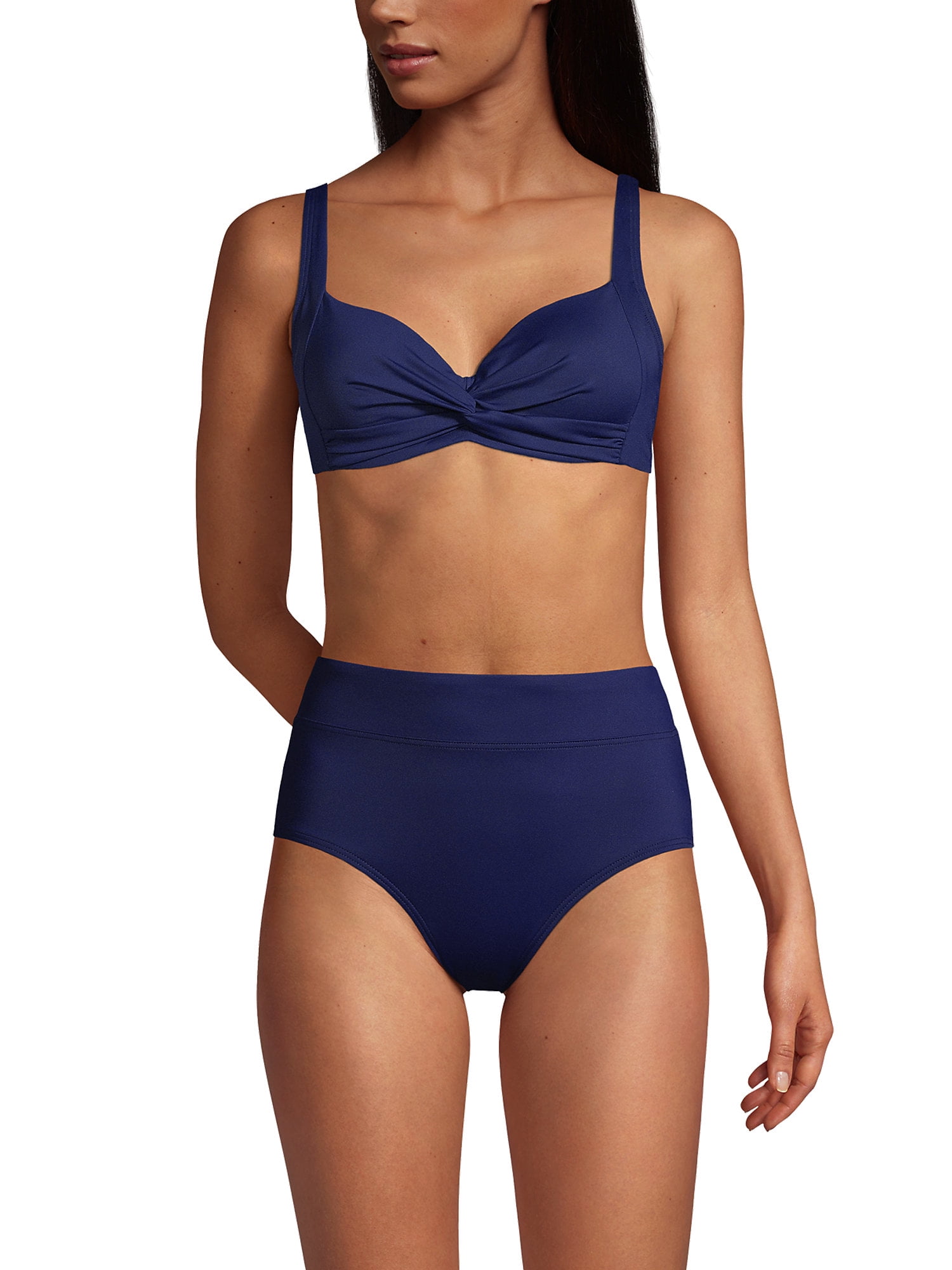 Lands' End Women's DDD-Cup Chlorine Resistant Twist Front Underwire Bikini  Swimsuit Top Adjustable Straps - 8 - Deep Sea Navy 
