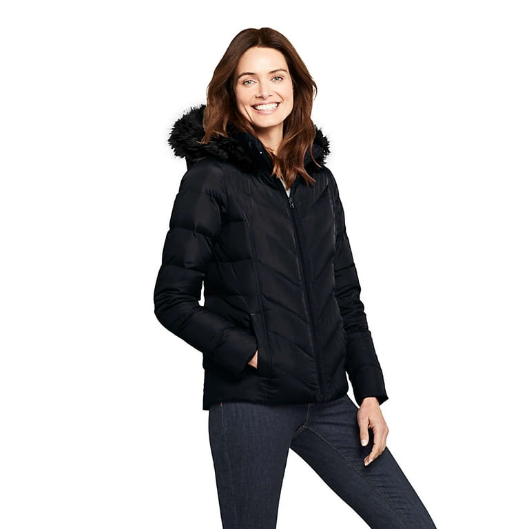 Lands End Women s Down Faux Fur Hooded Jacket