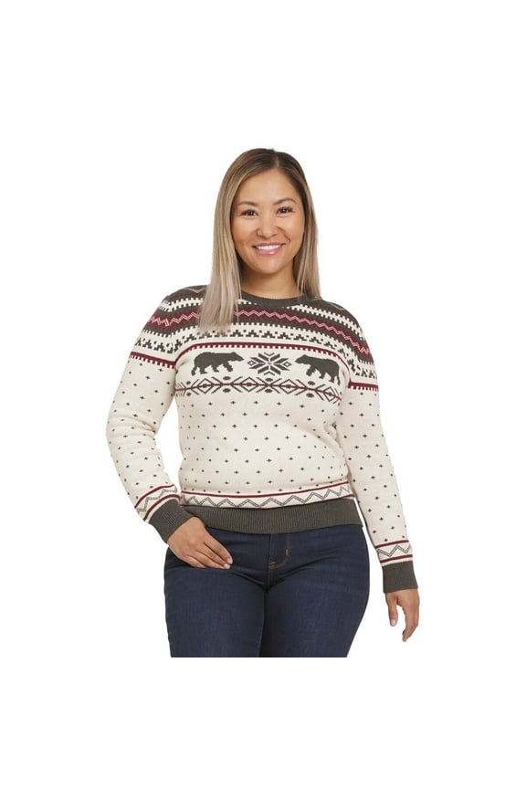 Women's Family Holiday Sweater, Cream, Size S