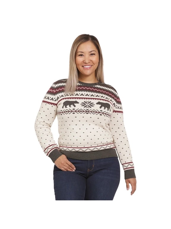 Women's Family Holiday Sweater, Size XL COLOR CREAM