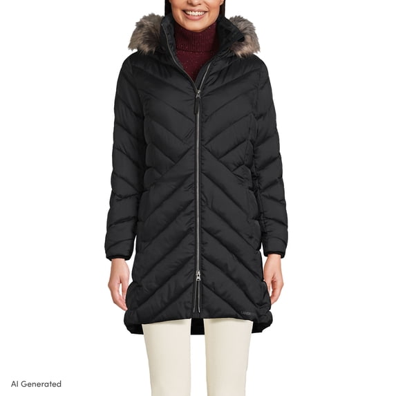 Lands' End Women's FeatherFree Cozy Fleece Lined Winter Coat