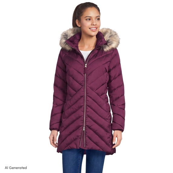 Lands' End Women's FeatherFree Cozy Fleece Lined Winter Coat