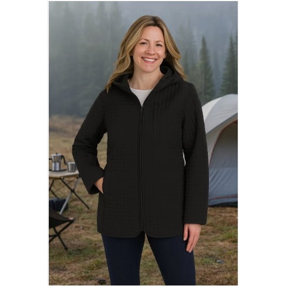 Lands End Womens FeatherFree Quilted Insulated Jacket Black Large