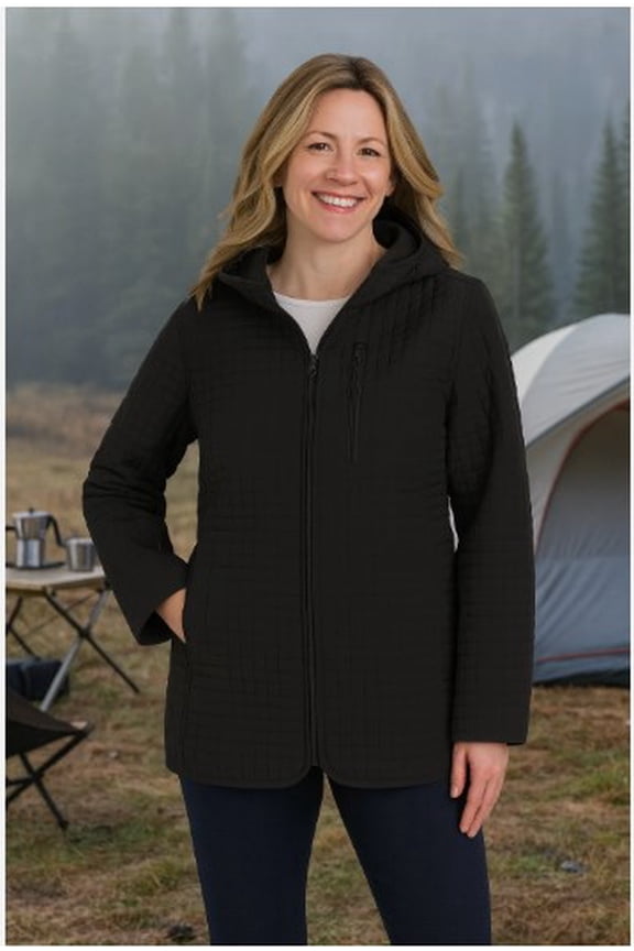 Lands End Womens FeatherFree Quilted Insulated Jacket Black Large