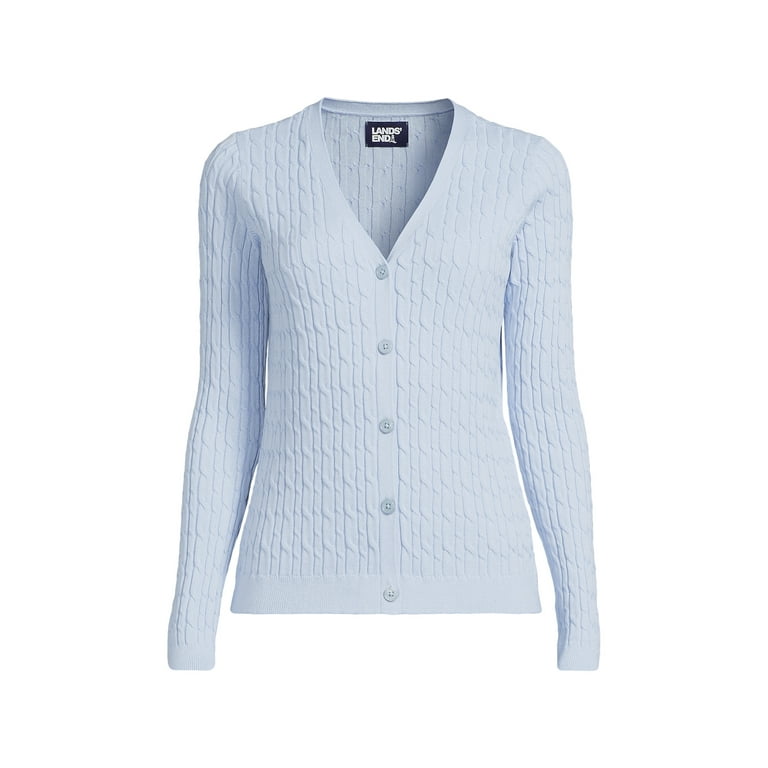 Lands End Women s Fine Gauge Cable Cardigan Sweater Walmart