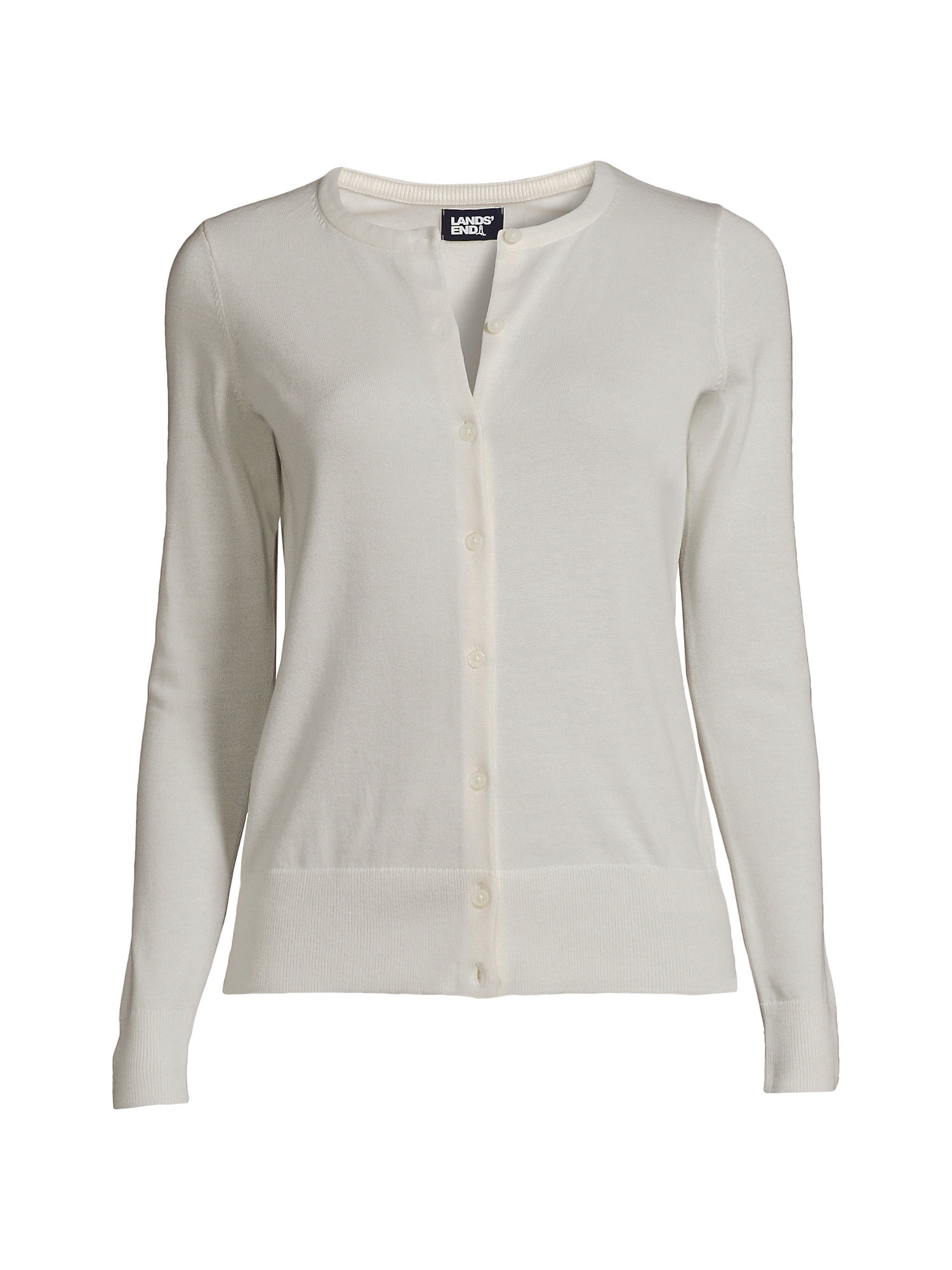 Lands' End Women's Fine Gauge Cotton Cardigan Sweater - Walmart.com
