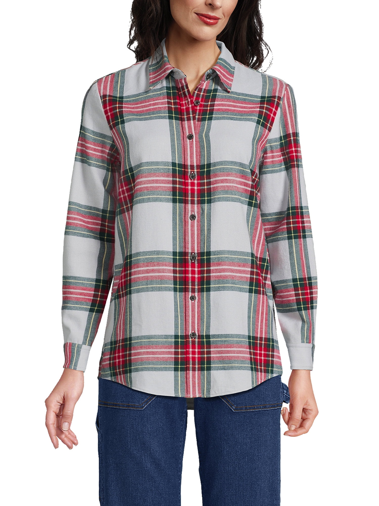 women's flannel boyfriend fit long sleeve shirt