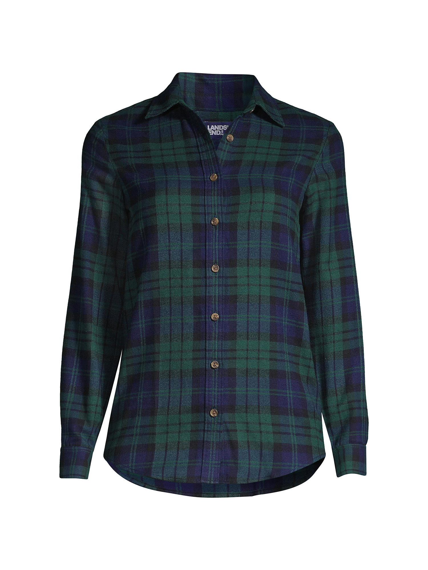 Lands' End Women's Flannel Boyfriend Fit Long Sleeve Shirt
