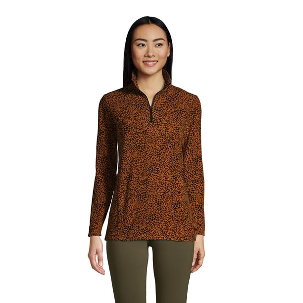 Lands' End Women's Fleece Quarter Zip Pullover Print