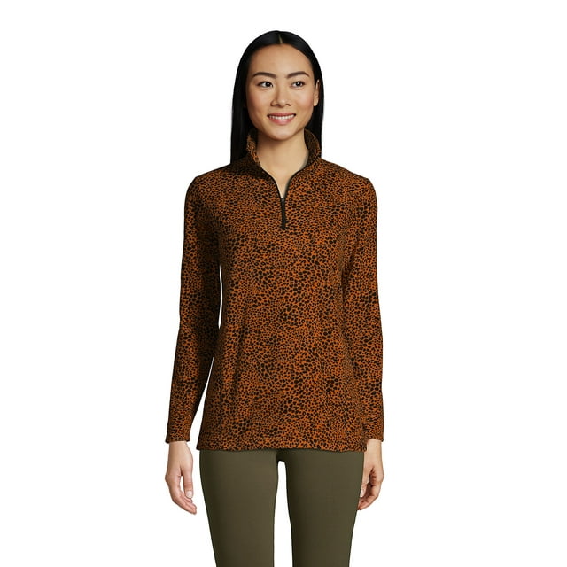 Lands' End Women's Fleece Quarter Zip Pullover Print