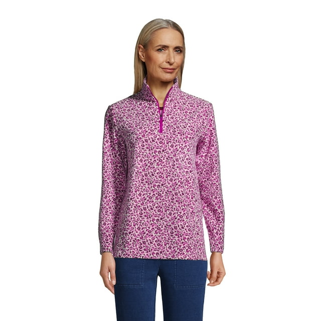 Lands' End Women's Fleece Quarter Zip Pullover Print