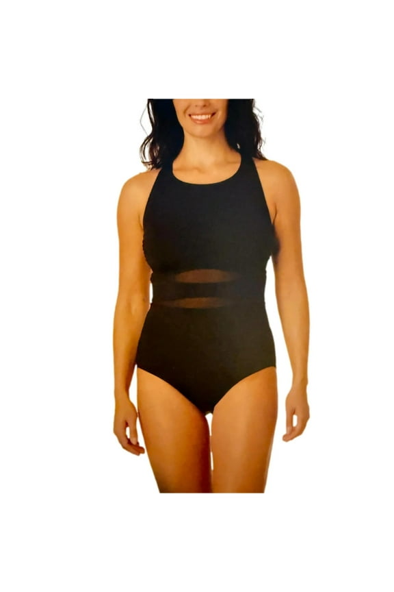 Lands End Women's Full Bottom Coverage Swimsuit, Removable Cups, Halter, Swim Bottoms