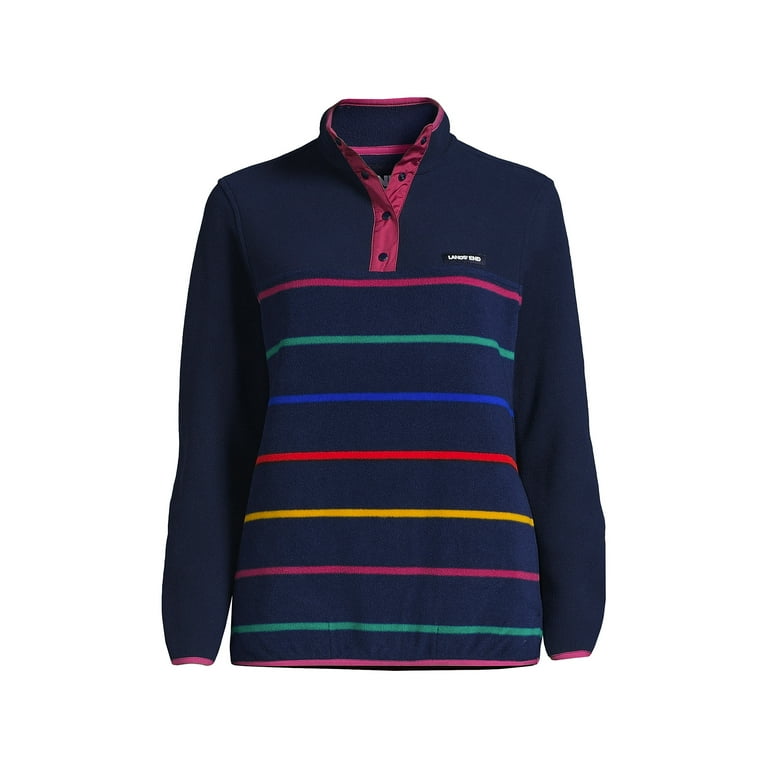 Lands End Women s Heritage Fleece Snap Neck Pullover Walmart