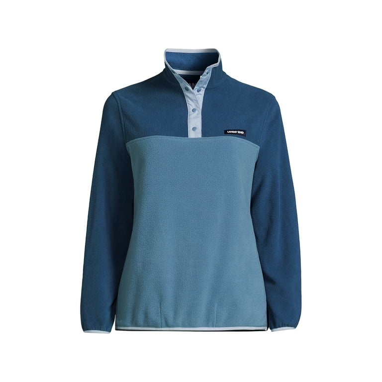 Lands End Women s Heritage Fleece Snap Neck Pullover Walmart
