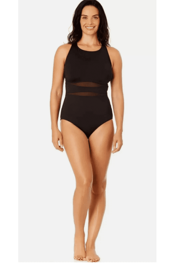 Women's High Neck 1 Piece Swimsuit Black Small