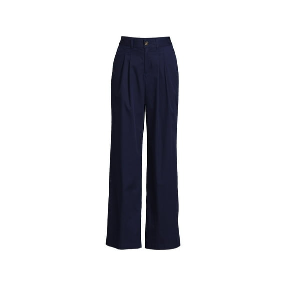 Lands' End Women's High Rise Crisp Poplin Chino Wide Leg Pants