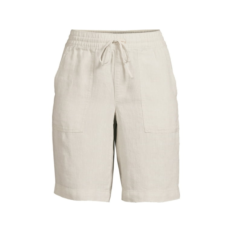 Lands End Women s High Rise Drawstring A line 10 Linen Shorts Walmart