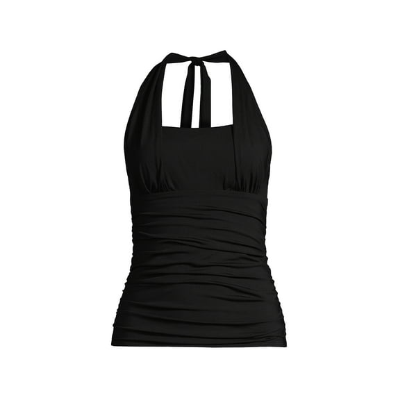 Lands' End Women's Long Chlorine Resistant Square Neck Halter Tankini Swimsuit Top
