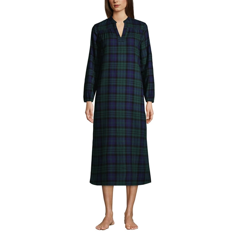Long Flannel Nightgown - Women Nightgown, Plaid