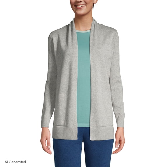 Lands' End Women's Long Sleeve Open Long Cardigan Sweater