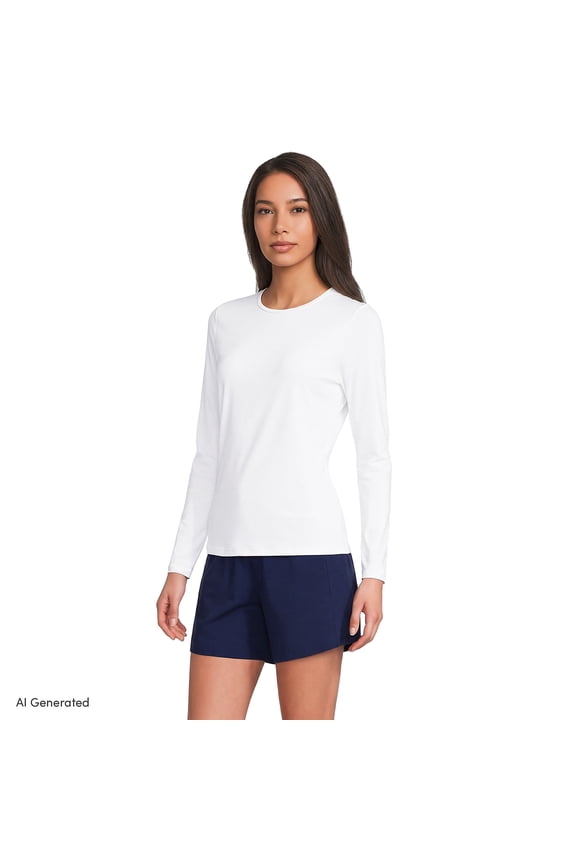 Lands’ End Rash Guard for Women | Long Sleeve Rash Guard Women’s Swim Tees