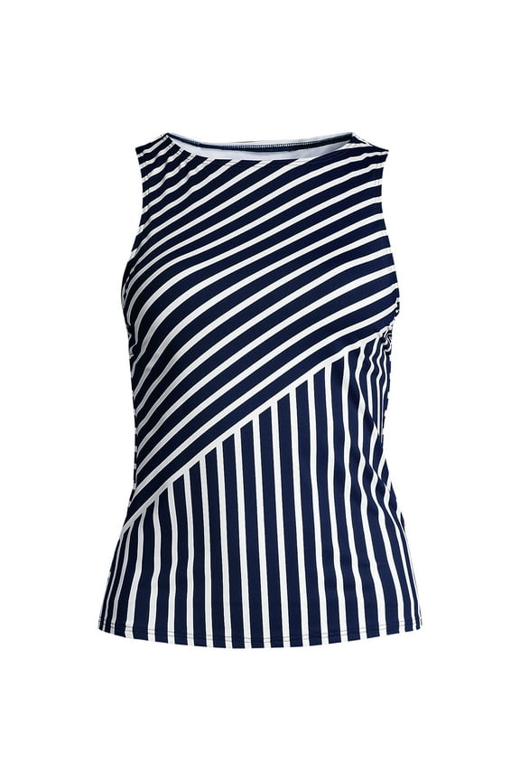 Women's Long Torso High Neck UPF 50 Sun Protection Modest Tankini Swimsuit Top