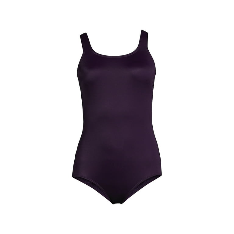 Lands' End Women's Mastectomy Chlorine Resistant Tugless One Piece Swimsuit  Soft Cup