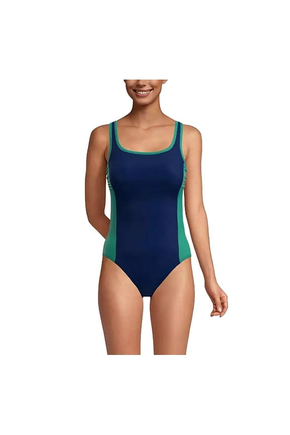Lands End Women's One Piece Swimsuit in Blue Green Size XS