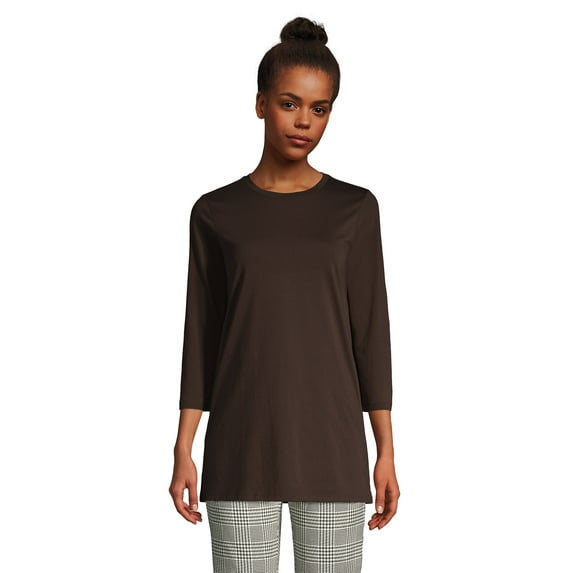 Lands' End Women's Petite 3/4 Sleeve Supima Cotton Crewneck Tunic
