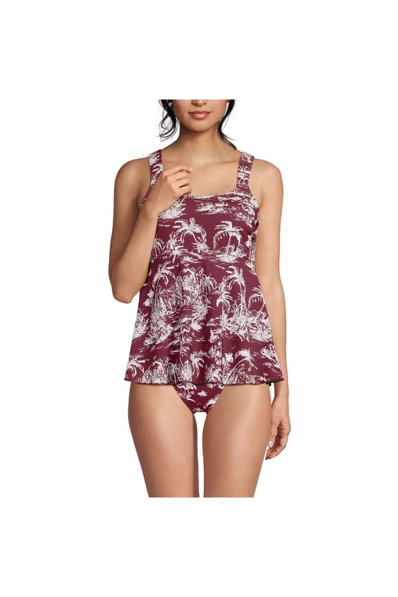 Women's Petite Adjustable Scoop Neck Flutter Tankini Top