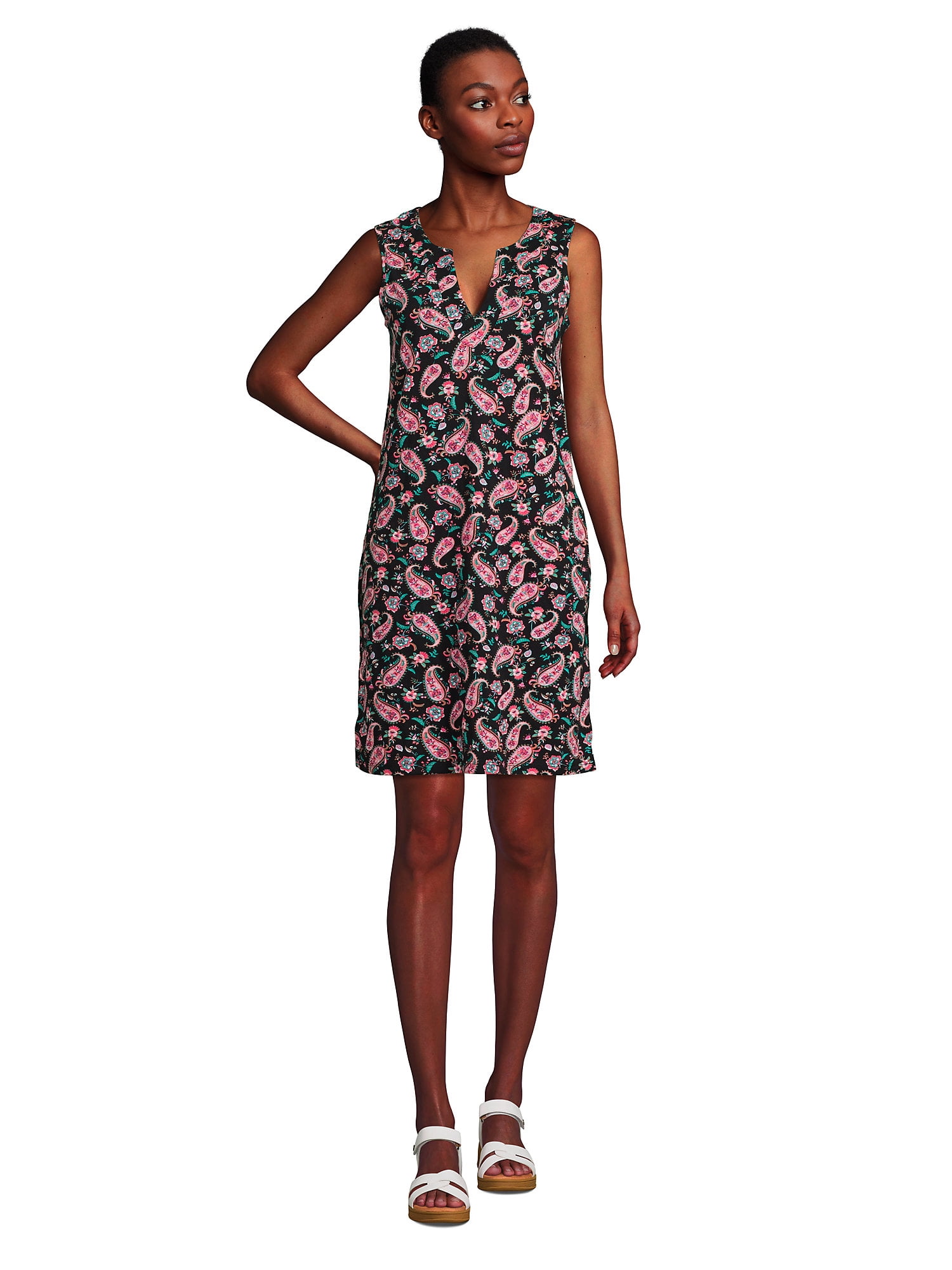 Lands' End Women's Petite Cotton Jersey Sleeveless Swim Cover-up Dress  Print - Walmart.com