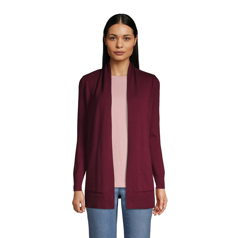 Lands End Women s Petite Cotton Open Long Cardigan Sweater Walmart