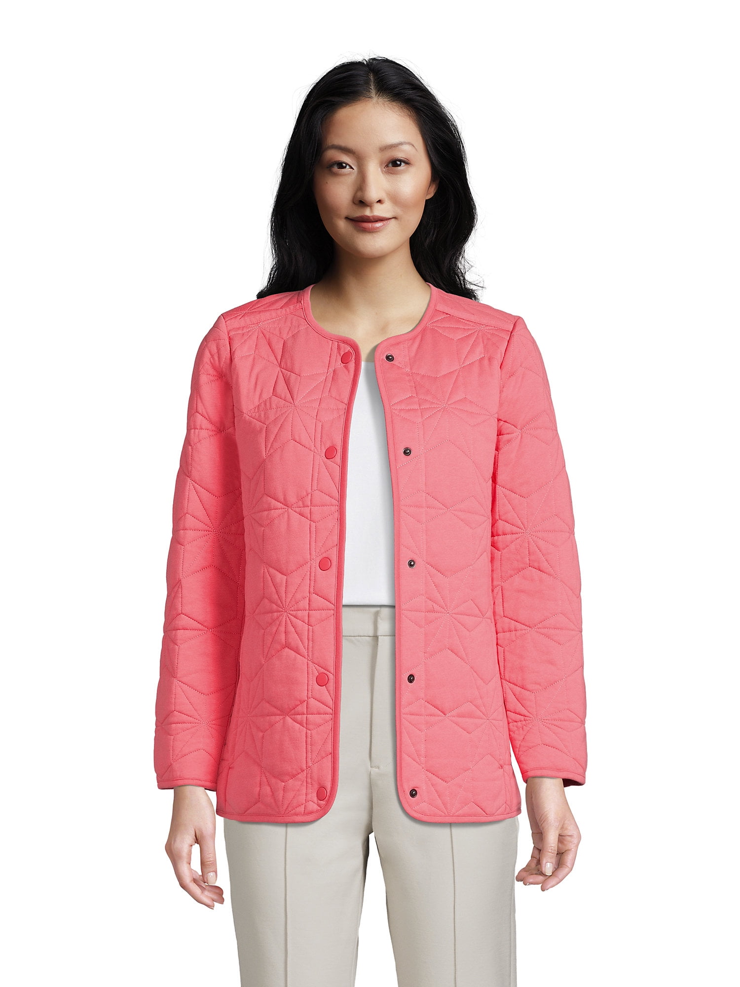 Lands' End Women's Petite Cotton Quilted Long Insulated Jacket