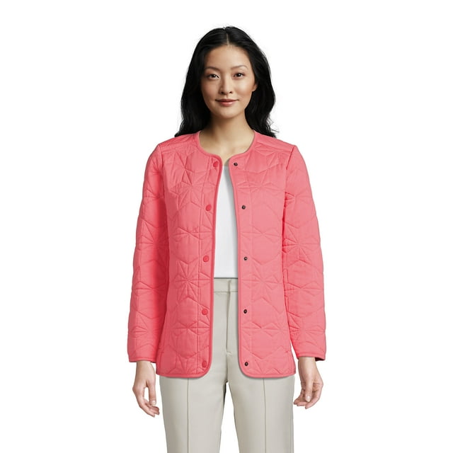 Lands' End Women's Petite Cotton Quilted Long Insulated Jacket