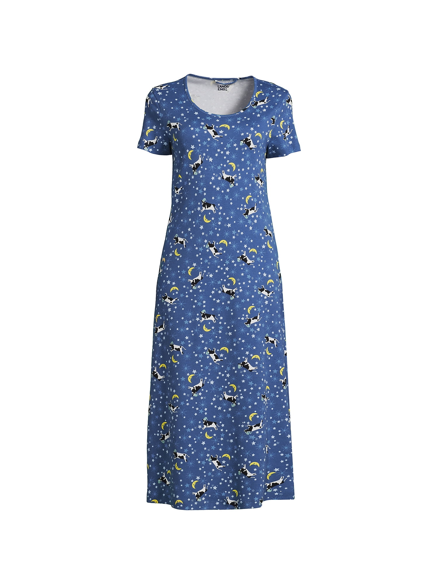 Lands' End Women's Petite Cotton Short Sleeve Midcalf Nightgown