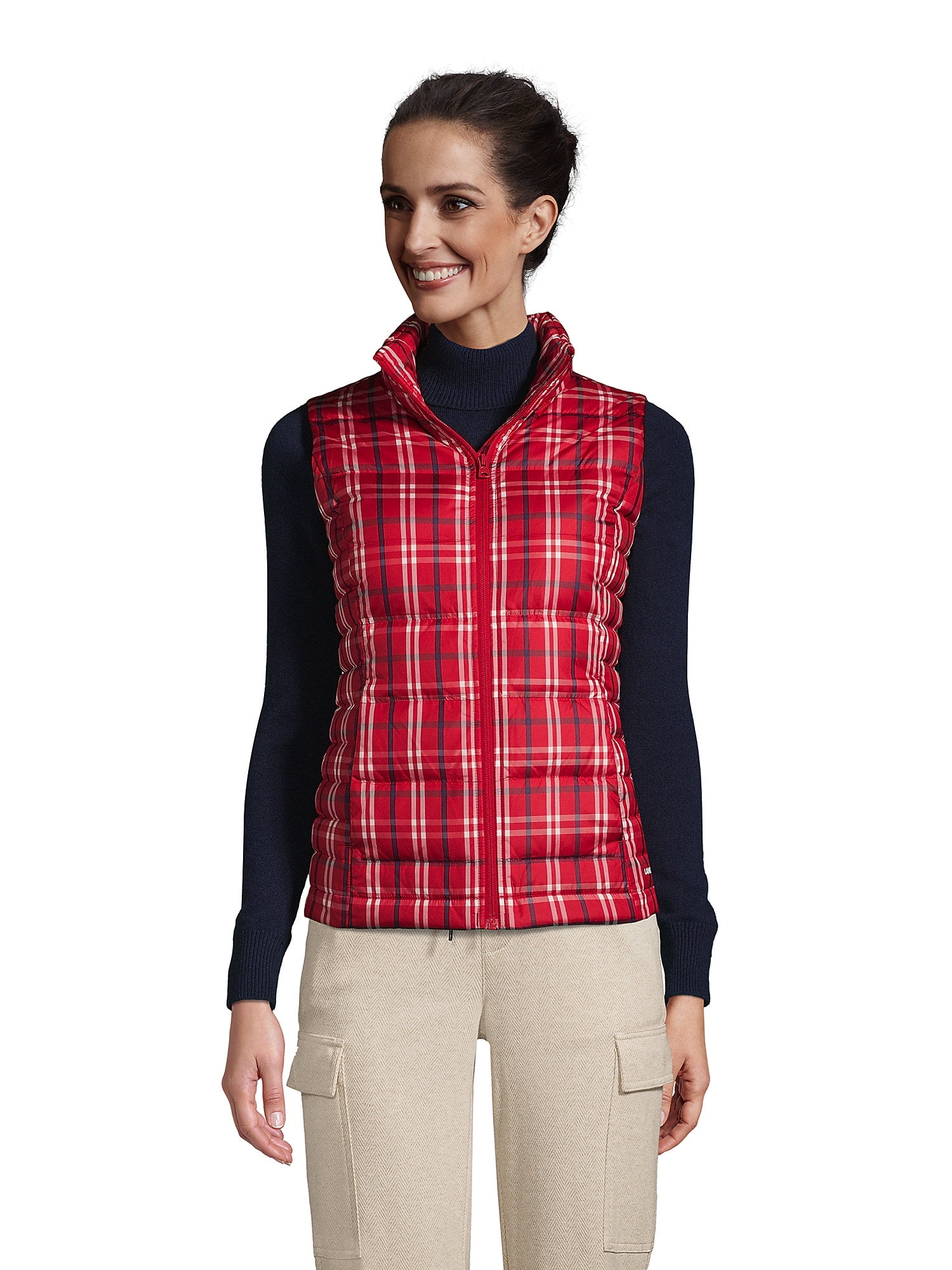 Womens plaid top puffer vest