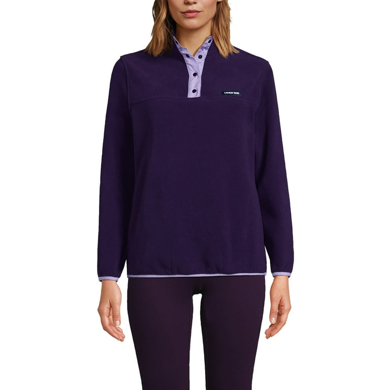 Lands End Women s Petite Heritage Fleece Snap Neck Pullover Walmart