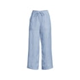 thumbnail image 1 of Lands' End Women's Petite High Rise Drawstring Linen Wide Leg Crop Pants, 1 of 3