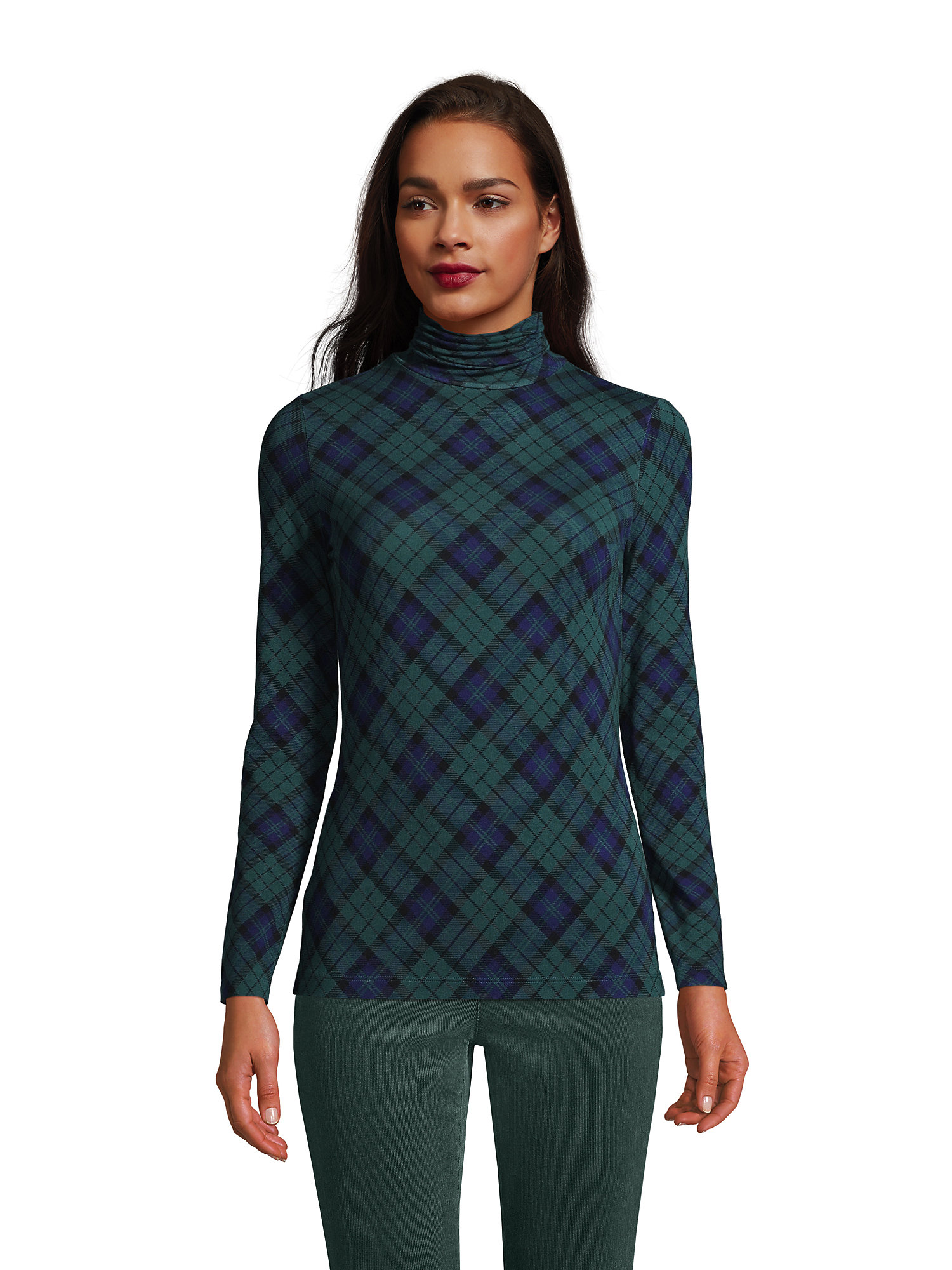 Lands' End Women's Petite Lightweight Fitted Long Sleeve Turtleneck