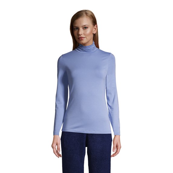 Lands' End Women's Petite Lightweight Fitted Long Sleeve Turtleneck