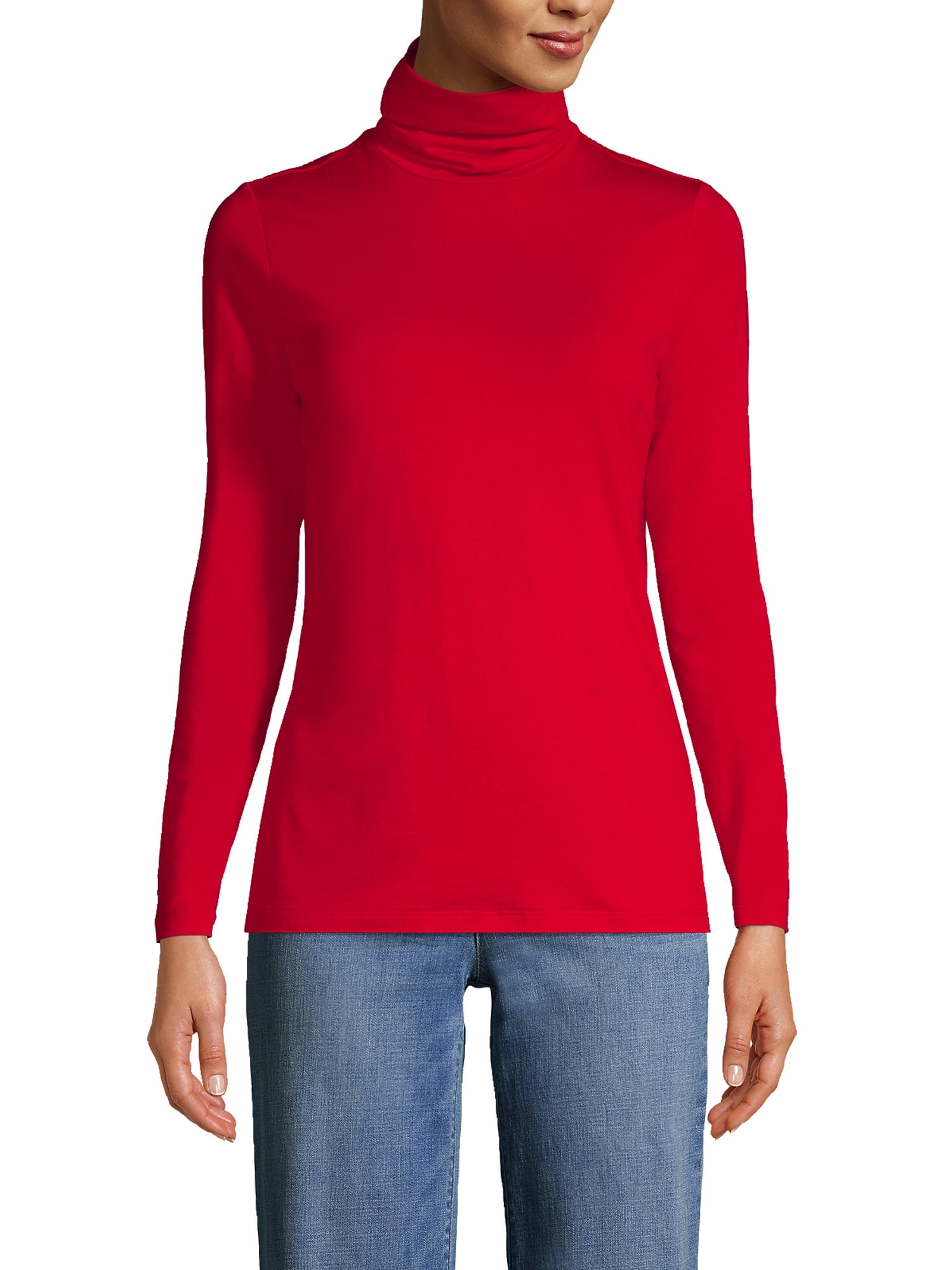 Lands' End Women's Petite Lightweight Jersey Fitted Turtleneck