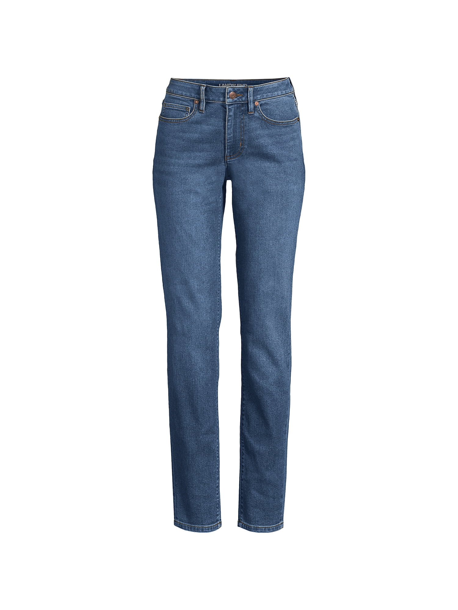 Lands' End Women's Petite Recover Mid Rise Boyfriend Blue Jeans