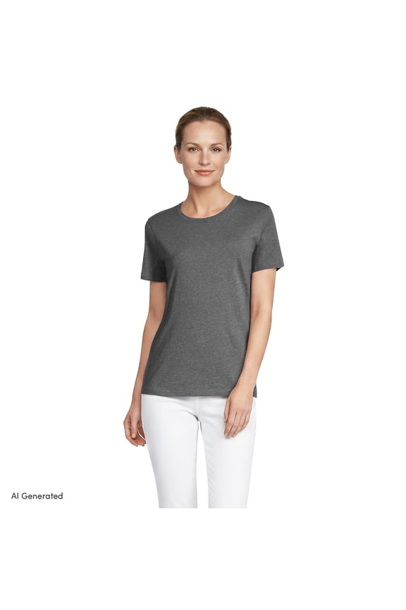 Women's Petite Relaxed Supima Cotton Crew Neck T-Shirt