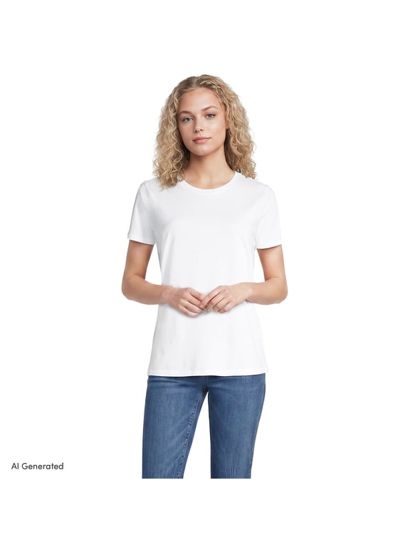 Women's Petite Relaxed Supima Cotton Crew Neck T-Shirt